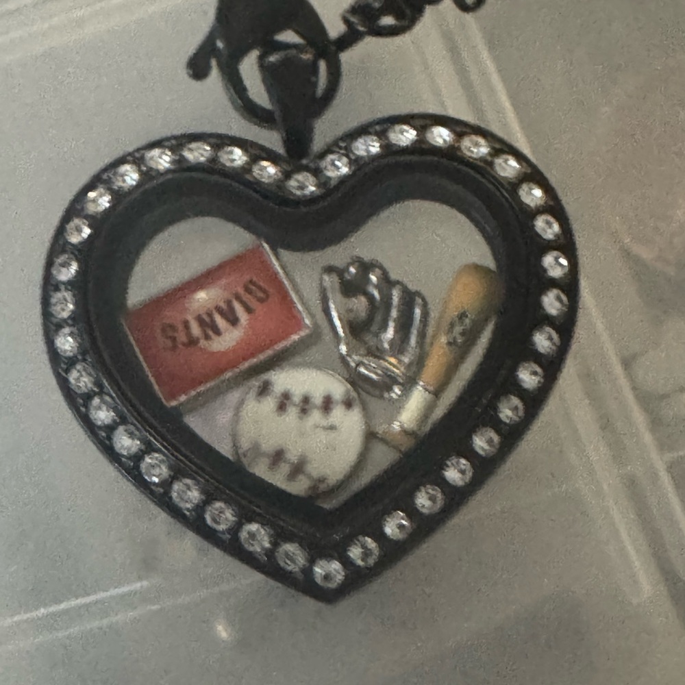Heart-Shaped Baseball Charm Necklace